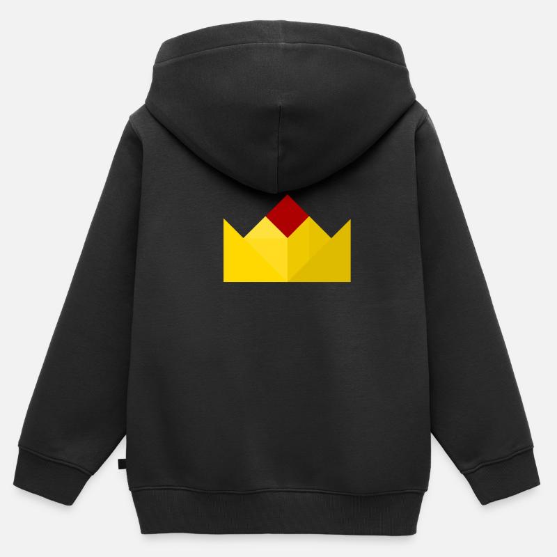 Couronne - Tangram - Sweat Premium à capuche zippé enfant bio - noir