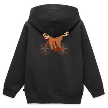 Sloth Sleeping On Bicycle - Kinder Premium Organic Zip Hoodie - Schwarz - Hinten - AI Model Kid Male (0cm)