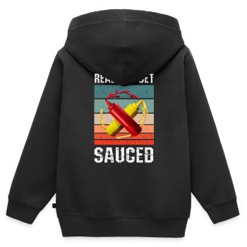 Prêt pour la sauce - Sweat Premium à capuche zippé enfant bio - noir - Dos - AI Model Kid Male (0cm)