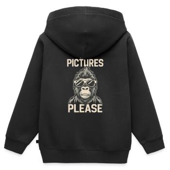 Pas de photos s’il vous plaît - Sweat Premium à capuche zippé enfant bio - noir - Dos - AI Model Kid Male (0cm)