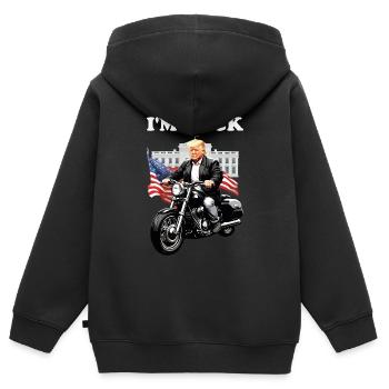 Notre président est de retour pour les élections américaines de 2024 - Sweat Premium à capuche zippé enfant bio - noir - Dos - AI Model Kid Male (0cm)