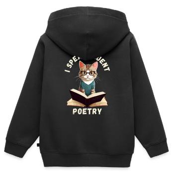 Ich spreche fließend Poesie - Kinder Premium Organic Zip Hoodie - Schwarz - Hinten - AI Model Kid Male (0cm)