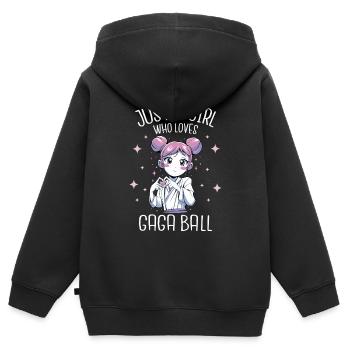 Nur ein Mädchen, das Gaga Ball liebt - Kinder Premium Organic Zip Hoodie - Schwarz - Hinten - AI Model Kid Male (0cm)