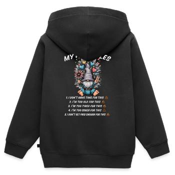 5 rules of a funny gnome - Kids Premium Organic Zip-up Hoodie - black - Back - AI Model Kid Male (0cm)