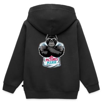 Pas de photos s’il vous plaît - Sweat Premium à capuche zippé enfant bio - noir - Dos - AI Model Kid Male (0cm)