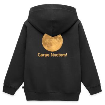 nutze die nacht latein - Kinder Premium Organic Zip Hoodie - Schwarz - Hinten - AI Model Kid Male (0cm)