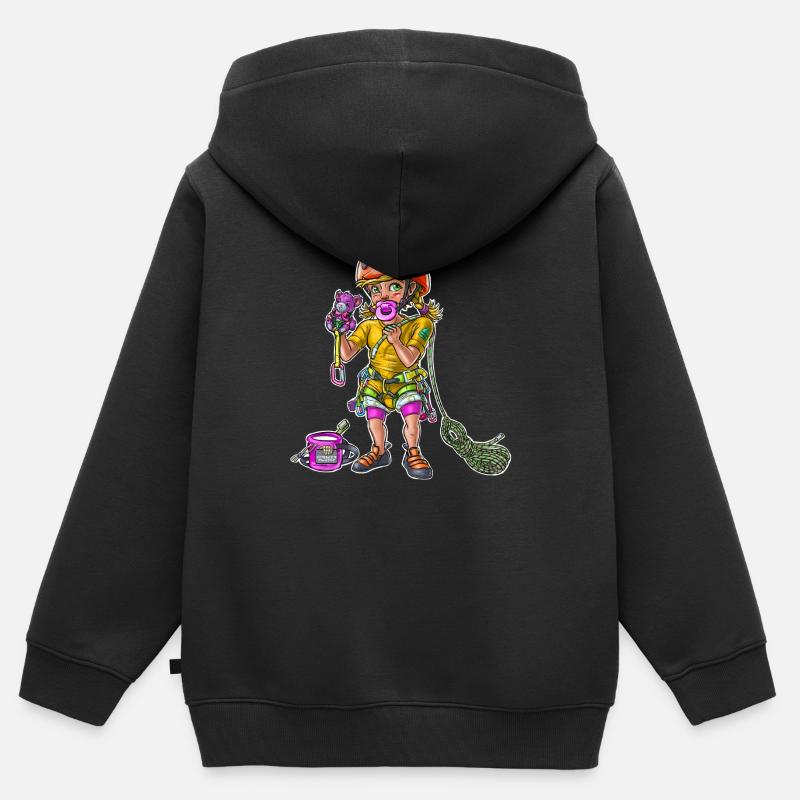 Bébé Grimpeur Enfant 00 - Sweat Premium à capuche zippé enfant bio - noir