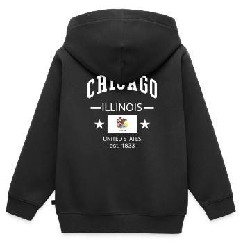 Chicago - Sweat Premium à capuche zippé enfant bio - noir - Dos - AI Model Kid Male (0cm)