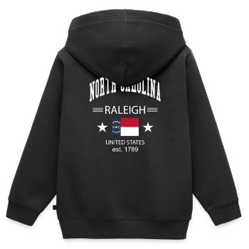 North Carolina - Kinder Premium Organic Zip Hoodie - Schwarz - Hinten - AI Model Kid Male (0cm)