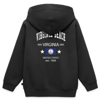 Virginia Beach - Kinder Premium Organic Zip Hoodie - Schwarz - Hinten - AI Model Kid Male (0cm)