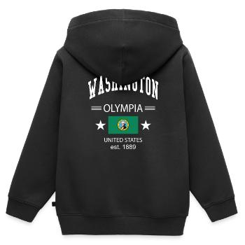 Washington - Sweat Premium à capuche zippé enfant bio - noir - Dos - AI Model Kid Male (0cm)