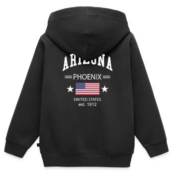 Arizona - Kinder Premium Organic Zip Hoodie - Schwarz - Hinten - AI Model Kid Male (0cm)