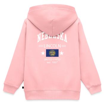 Nebraska - Kinder Premium Organic Zip Hoodie - Rosa - Hinten - AI Model Kid Female (0cm)