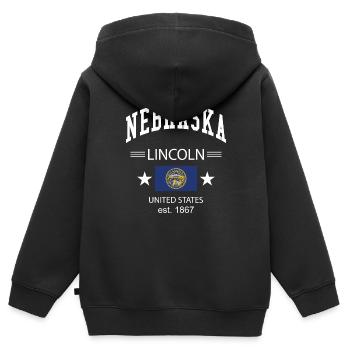 Nebraska - Sweat Premium à capuche zippé enfant bio - noir - Dos - AI Model Kid Male (0cm)