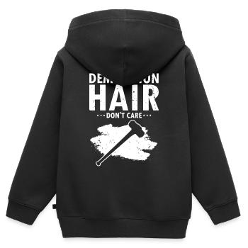 Démolition et rénovation de maisons - Sweat Premium à capuche zippé enfant bio - noir - Dos - AI Model Kid Male (0cm)