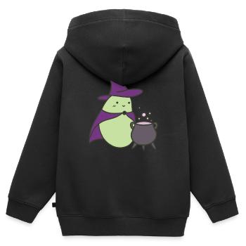 Doux Hallobean - Sweat Premium à capuche zippé enfant bio - noir - Dos - AI Model Kid Male (0cm)