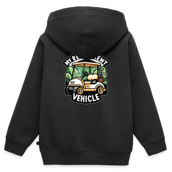 Ma voiturette de golf pour véhicule de retraite Maman Papa Golfeur - Sweat Premium à capuche zippé enfant bio - noir - Dos - AI Model Kid Male (0cm)
