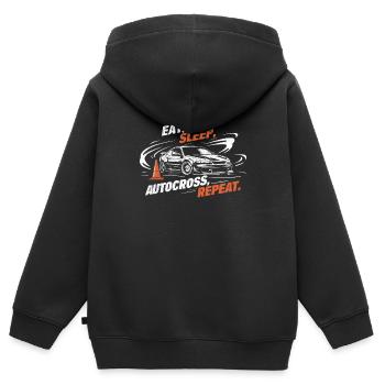 Lustiges Autocross Essen Schlafen Autocross Wiederholen Sie das Fahren - Kinder Premium Organic Zip Hoodie - Schwarz - Hinten - AI Model Kid Male (0cm)