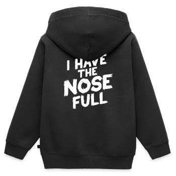 J’ai le nez plein de proverbe allemand danglais - Sweat Premium à capuche zippé enfant bio - noir - Dos - AI Model Kid Male (0cm)