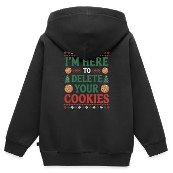 Ich bin hier, um Ihre Cookies zu löschen Weihnachtsprogramm - Kinder Premium Organic Zip Hoodie - Schwarz - Hinten - AI Model Kid Male (0cm)