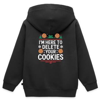 Ich bin hier, um Ihre Cookies zu löschen Weihnachtsprogramm - Kinder Premium Organic Zip Hoodie - Schwarz - Hinten - AI Model Kid Male (0cm)