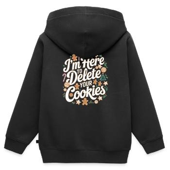 Ich bin hier, um Ihre Cookies zu löschen Weihnachtsprogramm - Kinder Premium Organic Zip Hoodie - Schwarz - Hinten - AI Model Kid Male (0cm)