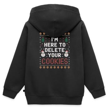 Ich bin hier, um Ihre Cookies zu löschen Weihnachtsprogramm - Kinder Premium Organic Zip Hoodie - Schwarz - Hinten - AI Model Kid Male (0cm)