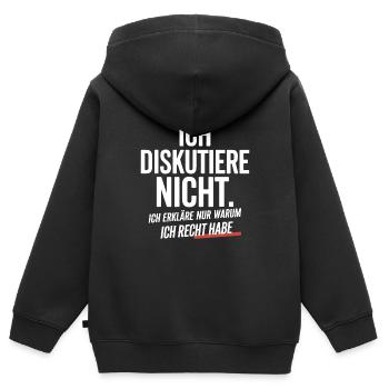Ich diskutiere nicht Ich erkläre warum ich Recht h - Kinder Premium Organic Zip Hoodie - Schwarz - Hinten - AI Model Kid Male (0cm)