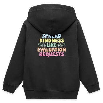 Verbreiten Sie Freundlichkeit wie Bewertungsanfragen Lustig - Kinder Premium Organic Zip Hoodie - Schwarz - Hinten - AI Model Kid Male (0cm)