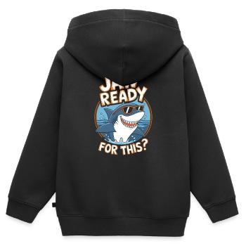 La mâchoire est prête pour ça ? Drôle d’amoureux des requins - Sweat Premium à capuche zippé enfant bio - noir - Dos - AI Model Kid Male (0cm)
