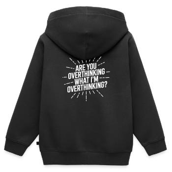 Pensez-vous trop Ce que je pense trop - Sweat Premium à capuche zippé enfant bio - noir - Dos - AI Model Kid Male (0cm)
