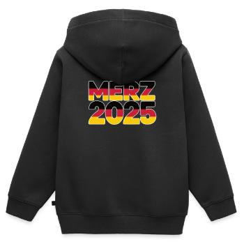 Merz Chancelier 2025 Chancelier fédéral Élection au Bundestag - Sweat Premium à capuche zippé enfant bio - noir - Dos - AI Model Kid Male (0cm)