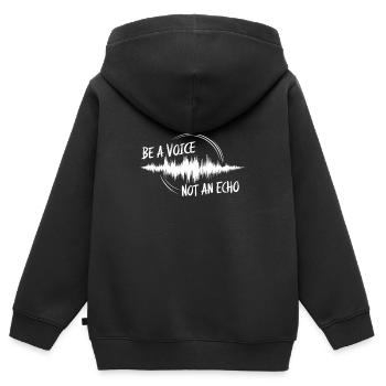 Sei eine Stimme, kein Echo Motivierende Sprüche - Kinder Premium Organic Zip Hoodie - Schwarz - Hinten - AI Model Kid Male (0cm)