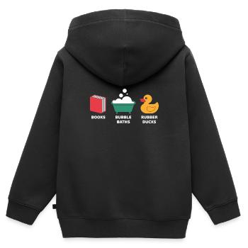 Bücher Schaumbäder und Quietscheenten - Kinder Premium Organic Zip Hoodie - Schwarz - Hinten - AI Model Kid Male (0cm)
