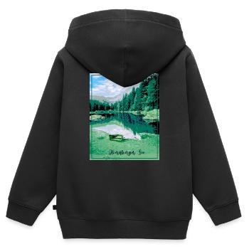 Obernberger See,landschaft,see,Tirol - Kinder Premium Organic Zip Hoodie - Schwarz - Hinten - AI Model Kid Male (0cm)