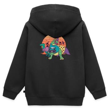 Dinosaur Dino Trex 80s Retro Vintage Illustration - Sweat Premium à capuche zippé enfant bio - noir - Dos - AI Model Kid Male (0cm)