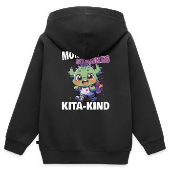 Kindergarten Kita Monsterstarkes Kita-Kind Monster - Kinder Premium Organic Zip Hoodie - Schwarz - Hinten - AI Model Kid Male (0cm)