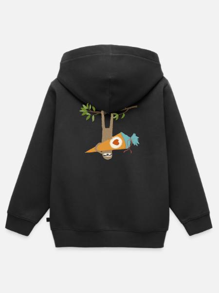 Faultier mit Schultüte - Kinder Premium Organic Zip Hoodie - Schwarz