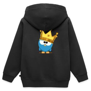 King Birdie - Kinder Premium Organic Zip Hoodie - Schwarz - Hinten - AI Model Kid Male (0cm)