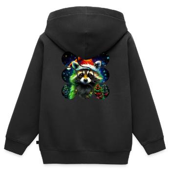 Verpixelter Waschbär Hässliche Weihnachten auf Kinder-T-Shirt - Kinder Premium Organic Zip Hoodie - Schwarz - Hinten - AI Model Kid Male (0cm)