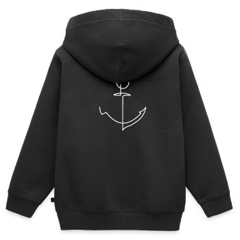 Ancre maritime - Sweat Premium à capuche zippé enfant bio - noir - Dos - AI Model Kid Male (0cm)