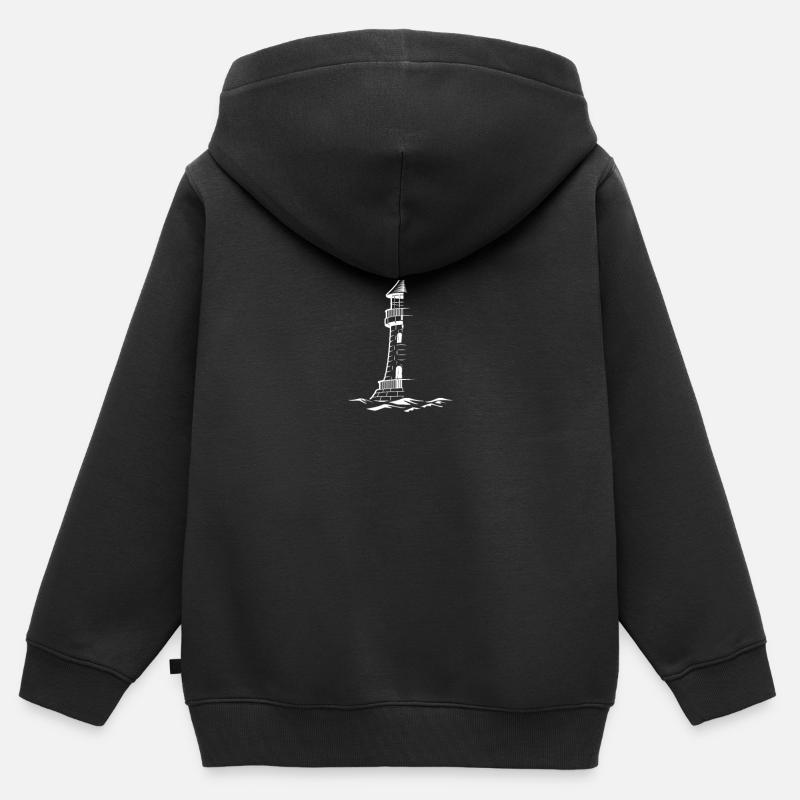 Phare maritime - Sweat Premium à capuche zippé enfant bio - noir