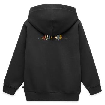 Retro Schlagzeuger Evolution Drummer - Kinder Premium Organic Zip Hoodie - Schwarz - Hinten - AI Model Kid Male (0cm)