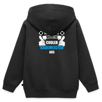 Bademeister Rettungsschwimmer Schwimmmeister - Kinder Premium Organic Zip Hoodie - Schwarz - Hinten - AI Model Kid Male (0cm)