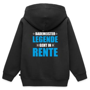Bademeister Rettungsschwimmer Rente - Kinder Premium Organic Zip Hoodie - Schwarz - Hinten - AI Model Kid Male (0cm)