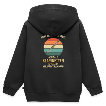 Klarinette Klarinettenspieler Klarinettist - Kinder Premium Organic Zip Hoodie - Schwarz - Hinten - AI Model Kid Male (0cm)