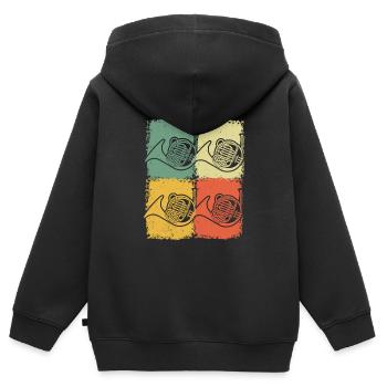 Français corniste Français corniste Français corniste - Sweat Premium à capuche zippé enfant bio - noir - Dos - AI Model Kid Male (0cm)