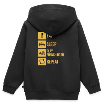 Français corniste Français corniste Français corniste - Sweat Premium à capuche zippé enfant bio - noir - Dos - AI Model Kid Male (0cm)
