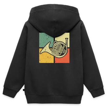 Français corniste Français corniste Français corniste - Sweat Premium à capuche zippé enfant bio - noir - Dos - AI Model Kid Male (0cm)