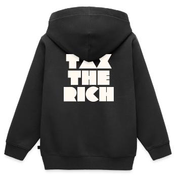 TAXEZ LES RICHES - Sweat Premium à capuche zippé enfant bio - noir - Dos - AI Model Kid Male (0cm)